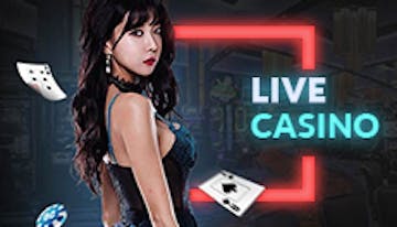 Lady with poker cards in live casino background with button to link to Rescuebet live casino page.